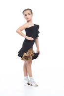 Asymmetric leopard blouse for dancing, off shoulder blouse