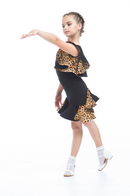 Asymmetric leopard blouse for dancing, off shoulder blouse