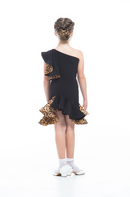 Asymmetric leopard blouse for dancing, off shoulder blouse