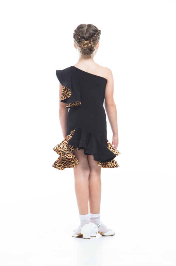Asymmetric leopard blouse for dancing, off shoulder blouse