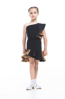 Asymmetric leopard blouse for dancing, off shoulder blouse