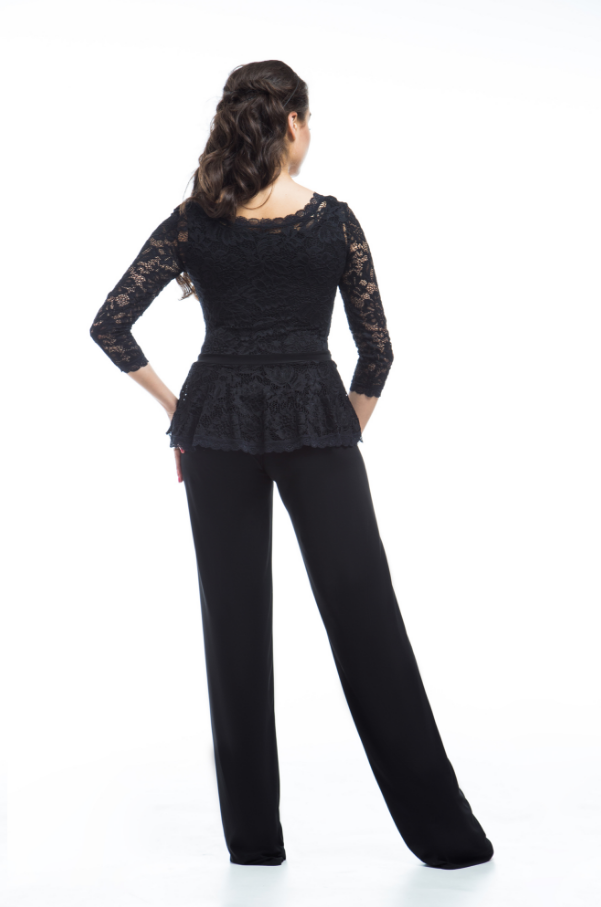 Black blouse with guipure sleeves
