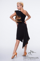 Asymmetric leopard blouse for dancing, off shoulder blouse