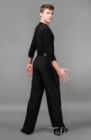 Elegant men's t-shirt for ballroom dancing with velor trim