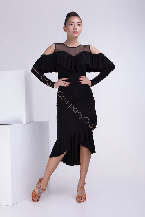 long mesh sleeve dress Sweetie Long Sleeve Shapewear Gown - Velvet Mesh Espresso