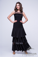 Sleeveless dance bodysuit with mesh yoke and velor chest insert