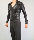 Black men's jumpsuit for dancing with shorts