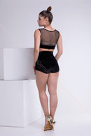 Top for latin dances with a grid in peas