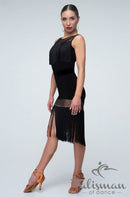 Black fringe ballroom skirt