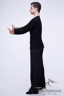 Men's shirt for dancing with a long sleeve. Tango shirt with a slit.