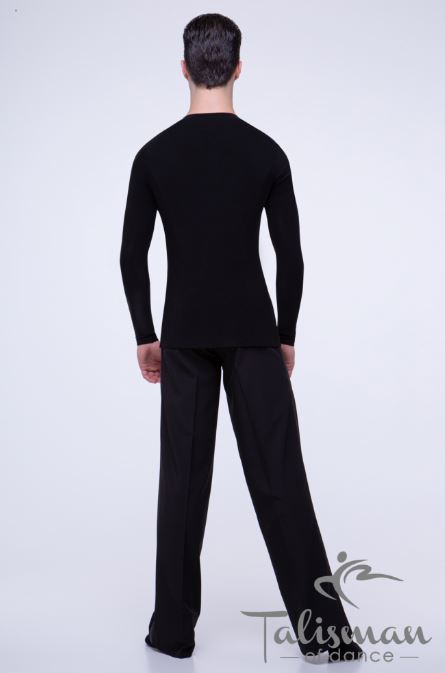 Men's shirt for dancing with a long sleeve. Tango shirt with a slit.