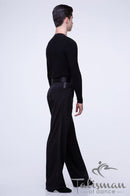 Men's shirt for dancing with a long sleeve. Tango shirt with a slit.