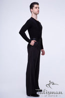 Men's shirt for dancing with a long sleeve. Tango shirt with a slit.