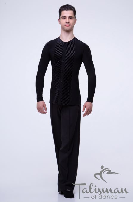 Men's shirt for dancing with a long sleeve. Tango shirt with a slit.
