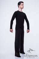Men's shirt for dancing with a smell. Asymmetric tango shirt. Clothes for ballroom dancing.