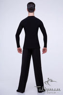 Men's classic dance pants with a high waist and sewn-in creases on the front and back