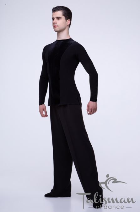 Men's classic dance pants with a high waist and sewn-in creases on the front and back