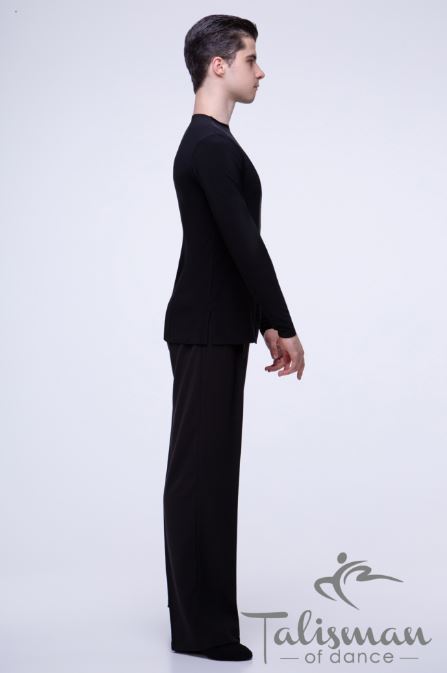 Men's classic dance pants with a high waist and sewn-in creases on the front and back