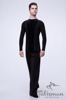 Men's classic dance pants with a high waist and sewn-in creases on the front and back
