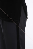 Black velor shirt. Men's tango shirt. Shirt with slits.