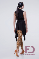 Black tunic for ballroom dancing with a belt