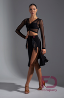 Black Mesh Long Sleeves Top