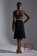 Black Mesh Long Sleeves Top