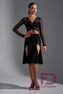 Black Mesh Long Sleeves Top