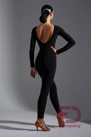 Black backless dance jumpsuit