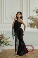 Women's ballroom dance pants with chiffon frill