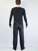 Long Sleeve Black Dance Shirt.Men's dance shirt.Dancing clothes.Dance costume