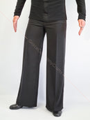 Trousers for ballroom dancing without pockets, without tucks, velor stripes