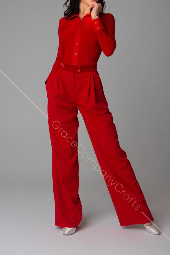 Red Tango Pants with Pintucks