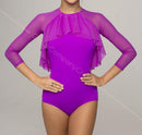 Light pink bodysuit with 3/4 sleeves. Ballroom dance bodysuit with open back
