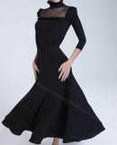 Long dress with sheer yoke