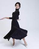 Long dress with sheer yoke