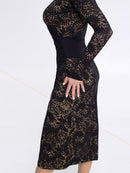 black lace dress with nude
