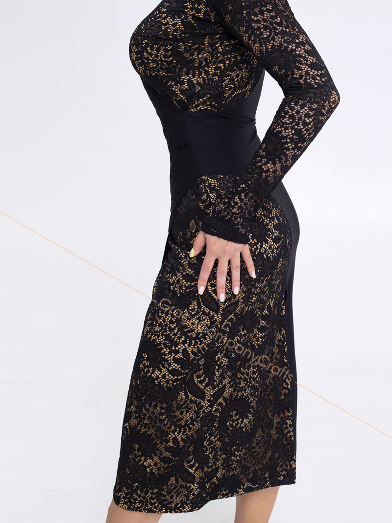 black lace dress with nude