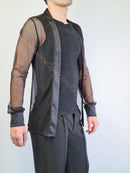 Men's no-pocket dance trousers with satin waistband and stitched pleats at the front