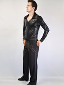 Black men's jumpsuit for dancing with shorts