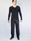 Long Sleeve Black Dance Shirt.Men's dance shirt.Dancing clothes.Dance costume