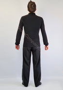 Black dance shirt. Men's dance shirt.Dancing clothes.High collar shirt.Dance shirt with slits