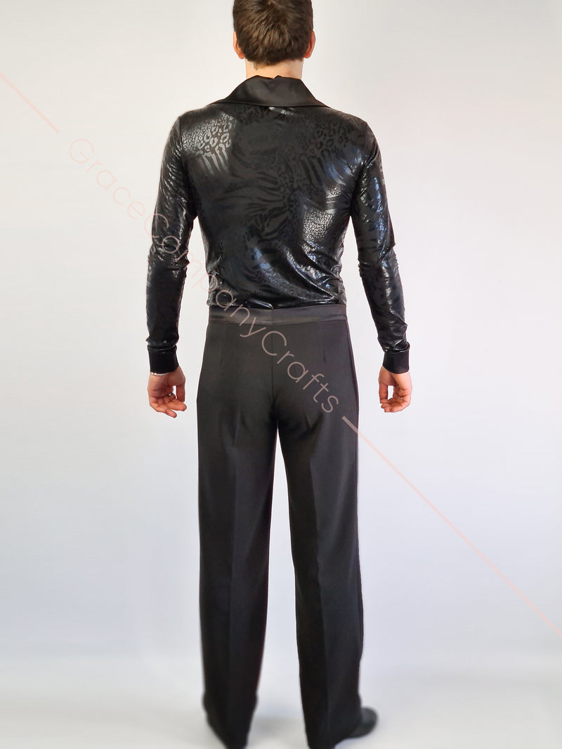 Black men's jumpsuit for dancing with shorts