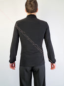 Black dance shirt. Men's dance shirt.Dancing clothes.High collar shirt.Dance shirt with slits
