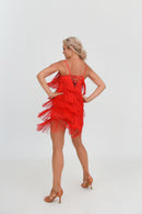 red latin dance dress