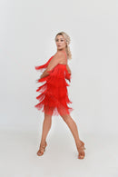 red latin dance dress