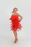 red latin dance dress