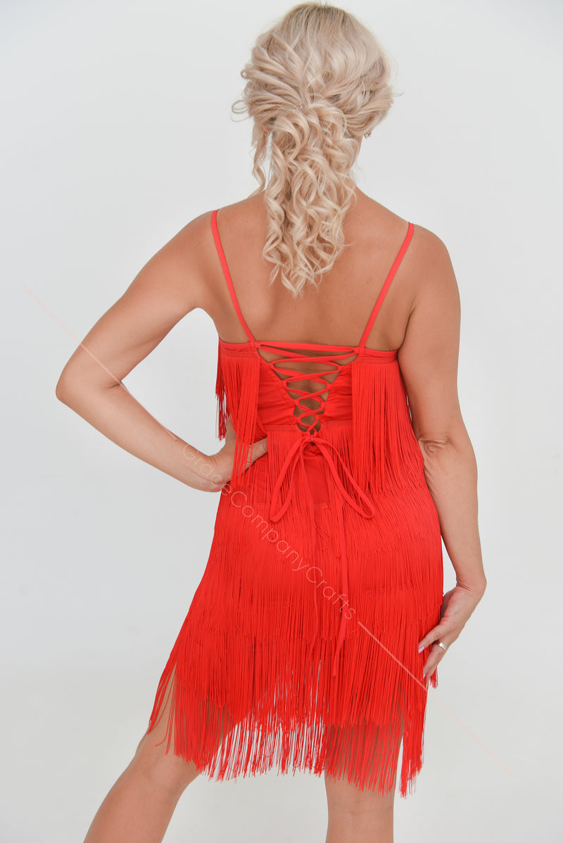 red latin dance dress