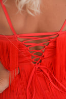 red latin dance dress