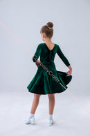 Long sleeve ballroom dance dress with tulle petticoat
